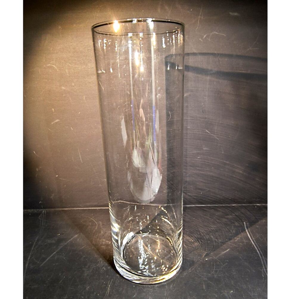 1753.  Clear Glass Cylinder Vase 10.5 Inch Tall